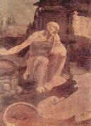 LEONARDO da Vinci Unfinished painting of St. Jerome in the Wilderness oil